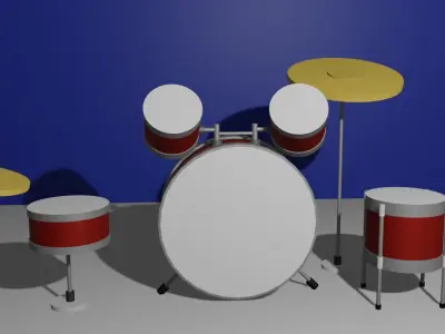 Drums Low Poly drum set 3D model