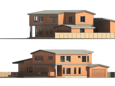 Wooden Bungalow House 3D model