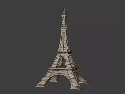 Polygonal Eiffel Tower -- Low Poly - 3D Print Ready 3D print model