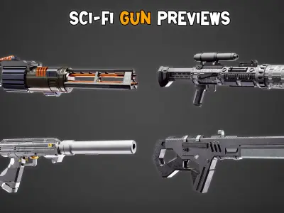 30 HQ Sci-Fi Gun with  4K Texture     Vol 02   Low-poly 3D model