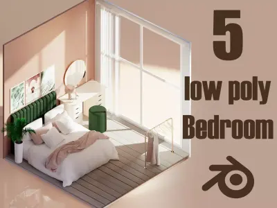 5 Lowpoly Bedroom VOL 02 Low-poly 3D model