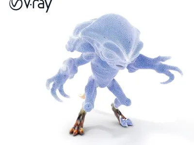 Alien Reptilian Warrior D Model  Rigged  GameReady Low-poly 3D model