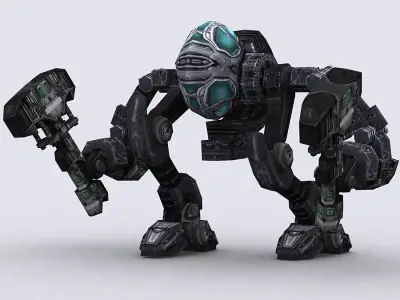 3DRT - Mech robot engineer - 06 Low-poly 3D model