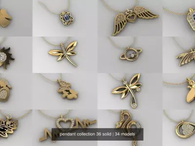 pendant collection 36 solid 3D Model Pack