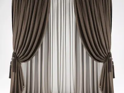 Curtains curtain with drapes Low-poly 3D model order