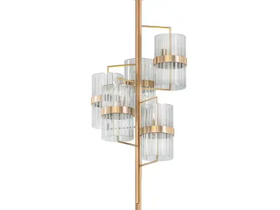 LIBERTY modern chandelier with brass and glass shades 3D model