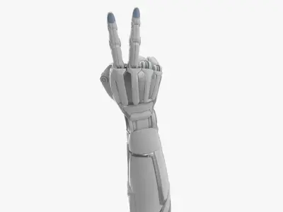 Cyborg arm shows peace 3D model