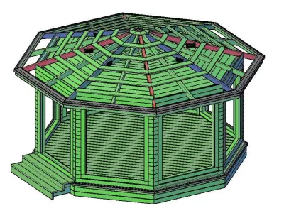 Wooden gazebo 3D model