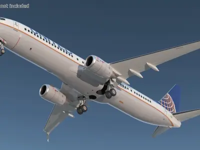  United Airlines Boeing 737-900 with Cabin and Doors Rigged for Maya 