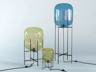 Oda table lamp with glass shade 3D model