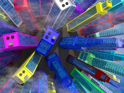 Low Poly Planet Cityscape 3D model