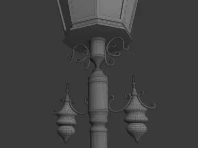 Street lamp in classic style Low-poly 3D model