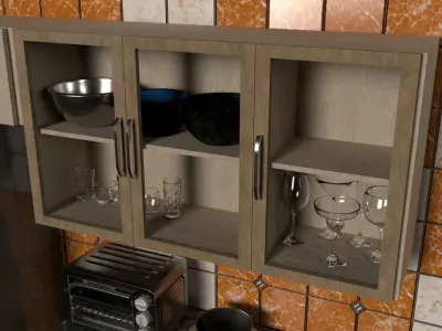 Kitchen props pbr low poly Low-poly 3D model