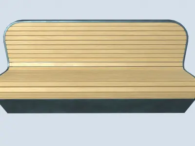 Street bench low poly pbr game ready Low-poly 3D model 4