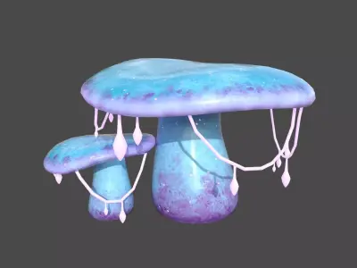 Fantasy Mushroom C01 Purple Blue - Scene Backdrop Design Low-poly 3D model
