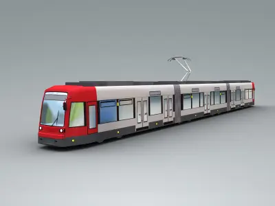 Lowpoly Tram 2 metro train Low-poly 3D model