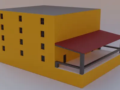 Modern Building Low-poly 3D model 8