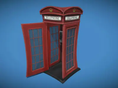 Stylized London UK Telephone Box Low-poly 3D model