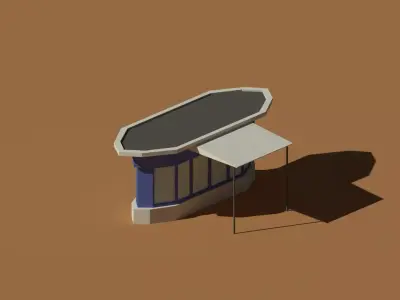 Low Poly Kiosk Stand 2 Low-poly 3D model
