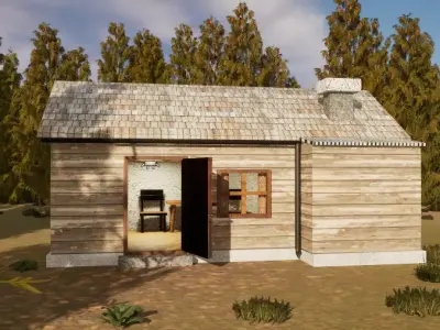 old small house Low-poly 3D model