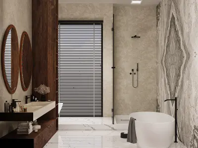 livingroom and bathroom 3D model