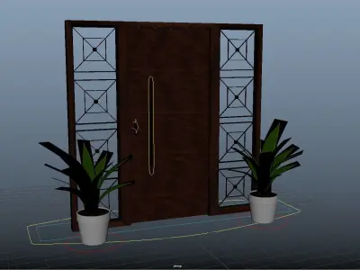 Stylized Door Rigged Low-Poly Low-poly 3D model