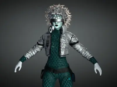 AAA Cyber Punk Female Character 05 Low-poly 3D model