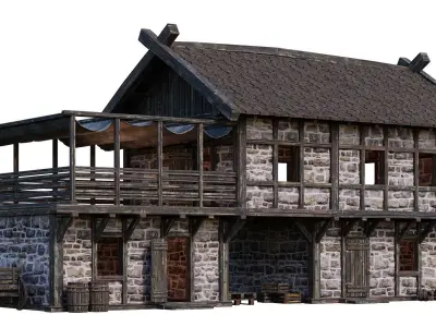 Old Medieval Building House 4K Textures GameReady 63 Low-poly 3D model