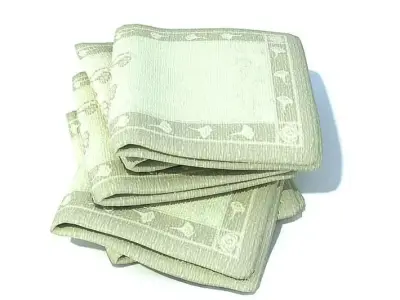 Green Patterned Towels Folded 3D model