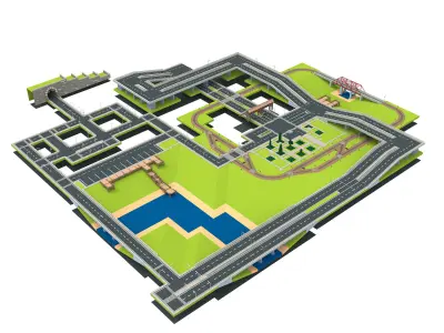 LP Street Road Asset Low-poly 3D model