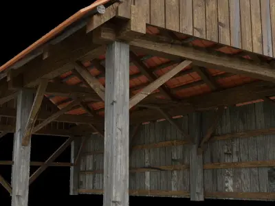 Barn Low-Poly Hambar Romania Free low-poly 3D model