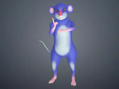 Cartoon Mouse Rigged Animal Character with Facial Control 3D model