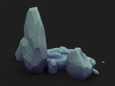 Stylized Spiral Stone Pool Low-poly 3D model
