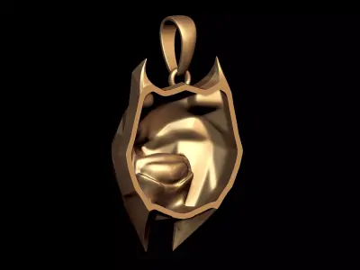 Geometric Wolf Head Pendant 3D print model