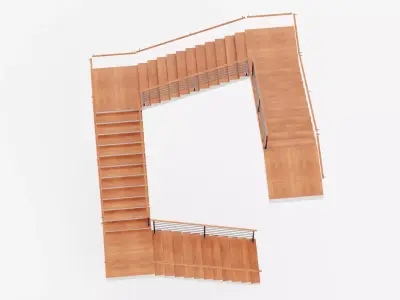 Square Staircase V3 - Multi-Level Modern Interior Stairs Low-poly 3D model