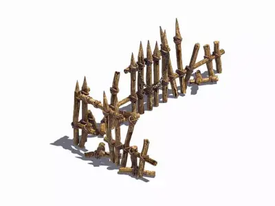 Broken - Wood Fence 03 3D model