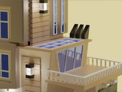 Modern House Design Free low-poly 3D model