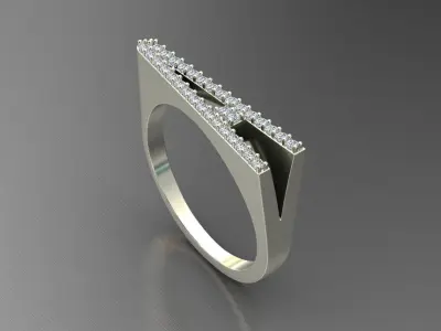 alphabet jewelry ring diamond letter A 3D print model