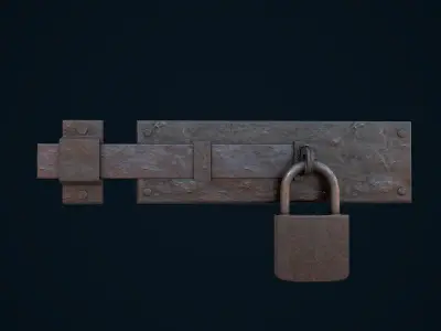 Metal Door Lock Low-poly 3D model