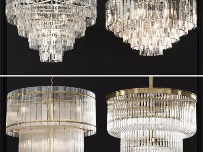 4 type Restoration Hardware Round Chandelier Set 003 3D model