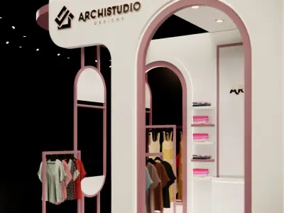 Small booth design 3D model 4m x 3m   3D model