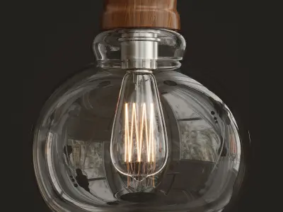 Light set glass and wood pendant lamp Low-poly 3D model