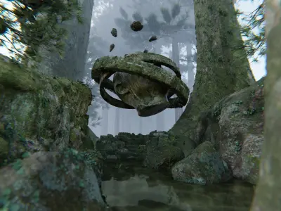 The Enigma Stone Sanctuary scene Made In Blender3D 3D model