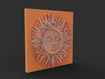 Sun And Moon Wall Art Medallion Home Decor Boho Architectural 3D print model