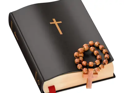 Bible Book Cross with Rosary 3D model