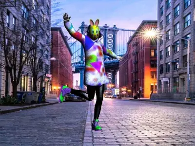 Surprised Bunny The Street Clowns member Low-poly 3D model