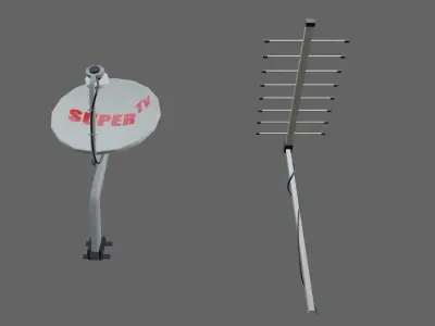 Antenna - TV - Satellite - Antena Low-poly 3D model