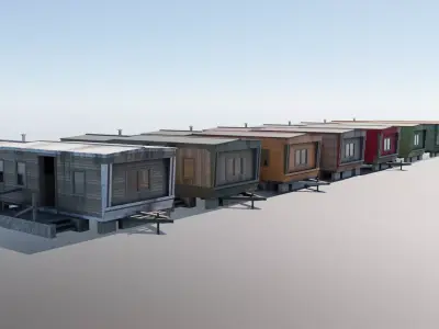 Trailer House dirty in two version with 15 set Low-poly 3D model