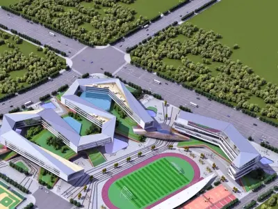 Modern University Campus Masterplan 3D model