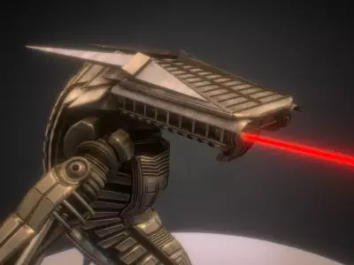 Burnout Robot Rigged and Animated Low-poly 3D model